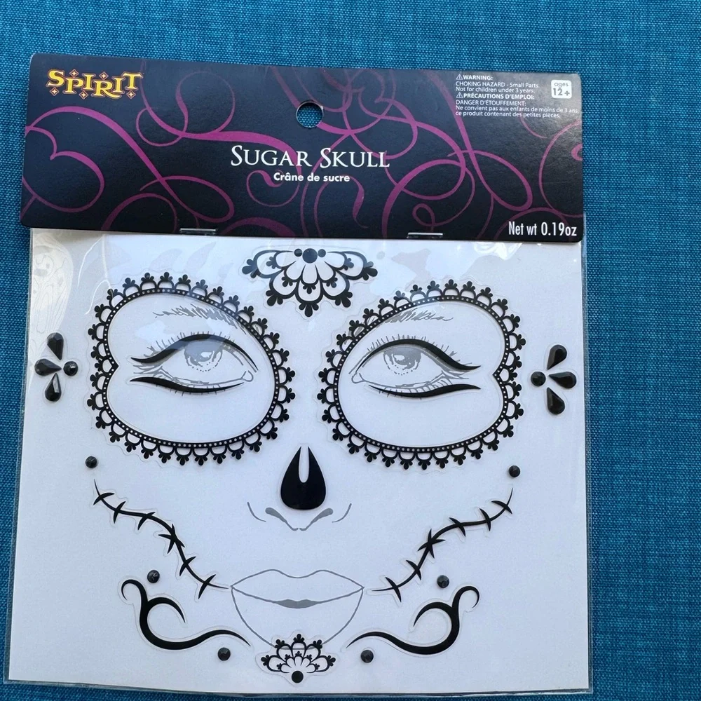Spirit Halloween Sugar Skull Face Decals – Day of the Dead Makeup